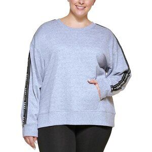 DKNY Sport Womens Sweatshirt Plus Comfy Crew Neck Heathered Gray Size 2X
